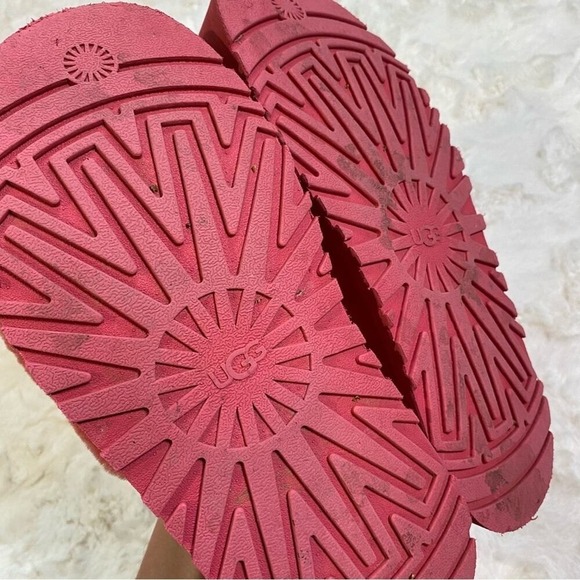 UGG Disco Slides Sandals Pink Cloud Sheepskin Fluff Fur‎ Slingback Strap Logo 7 - Picture 14 of 15